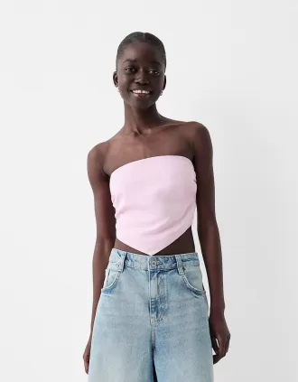 Top tipo bufanda en mezcla de lino Pink