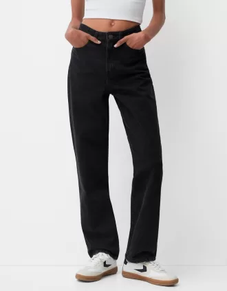Vaqueros anchos de corte recto Black