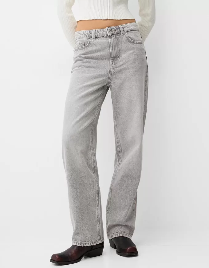 Vaqueros anchos de corte recto Grey Vaqueros anchos de corte recto Grey