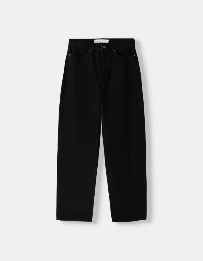 Vaqueros anchos de corte recto Black