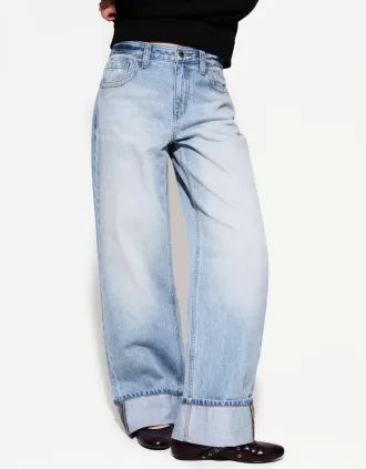 Vaqueros anchos estilo años 90 con dobladillo vuelto Light blue