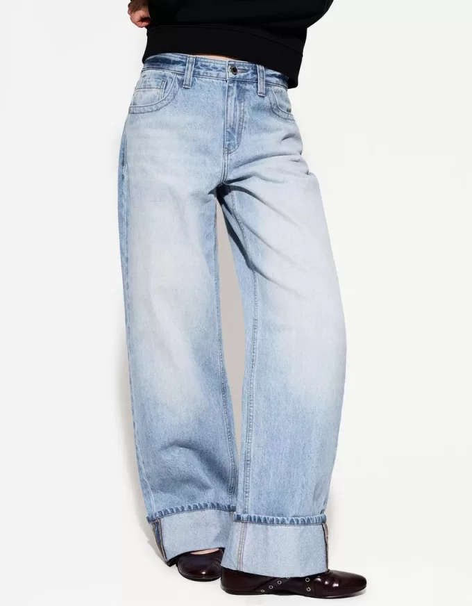 Vaqueros anchos estilo años 90 con dobladillo vuelto Light blue