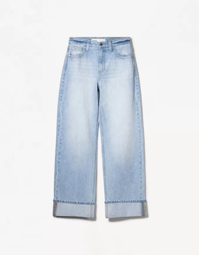 Vaqueros anchos estilo años 90 con dobladillo vuelto Light blue