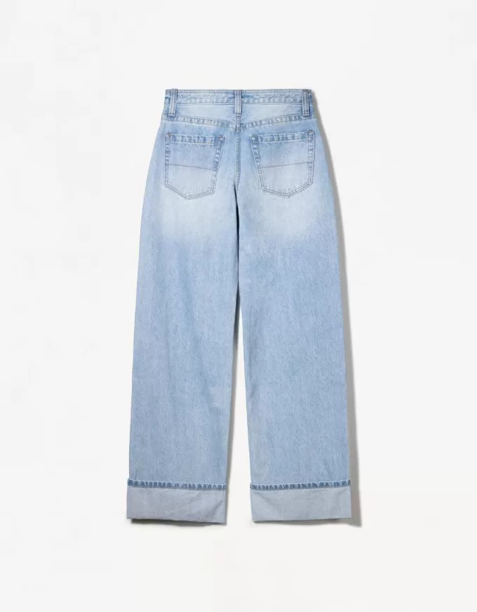 Vaqueros anchos estilo años 90 con dobladillo vuelto Light blue