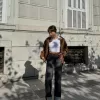 Vaqueros anchos estilo años 90 con dobladillo vuelto Black Vaqueros anchos estilo años 90 con dobladillo vuelto Black
