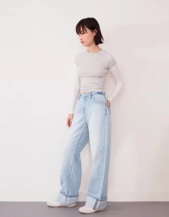 Vaqueros anchos estilo años 90 con dobladillo vuelto Light blue