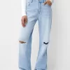 Vaqueros anchos estilo años 90 con rotos Light blue