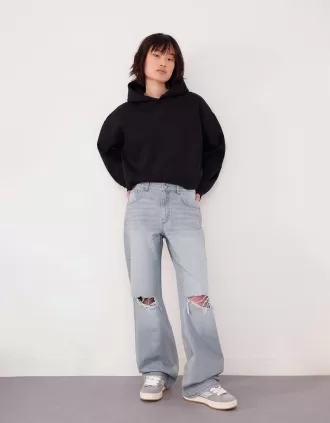 Vaqueros anchos estilo años 90 con rotos Grey