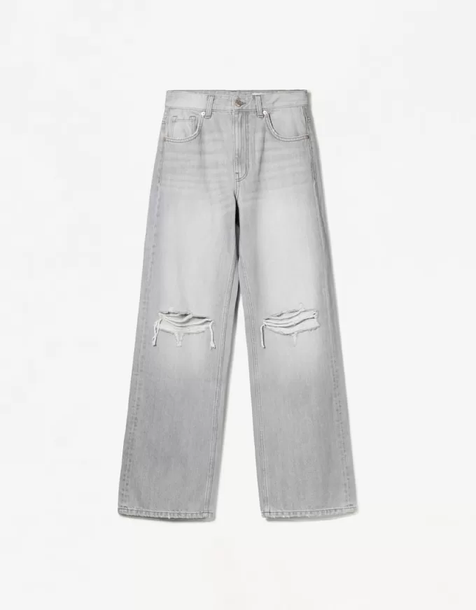Vaqueros anchos estilo años 90 con rotos Grey