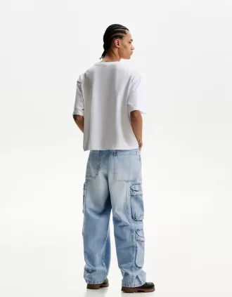 Vaqueros baggy multicargo Light blue