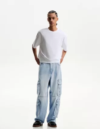 Vaqueros baggy multicargo Light blue