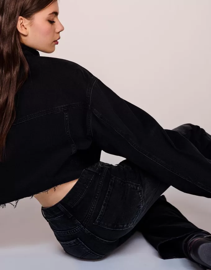 Vaqueros boot-cut de talle bajo Black
