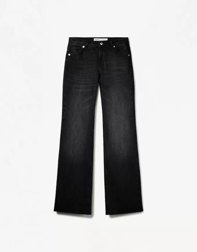 Vaqueros boot-cut de talle bajo Black