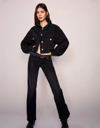 Vaqueros boot-cut de talle bajo Black