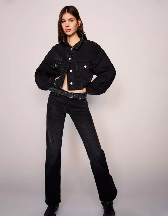 Vaqueros boot-cut de talle bajo Black