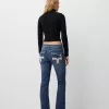 Vaqueros boot-cut de talle bajo con bordado Blue