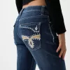 Vaqueros boot-cut de talle bajo con bordado Blue