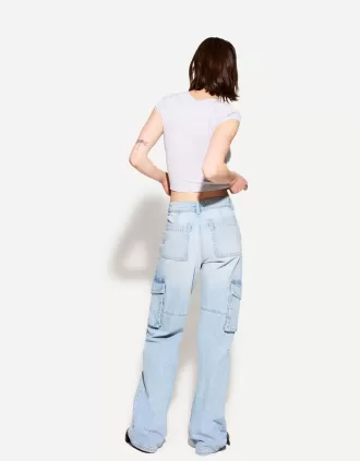 Vaqueros cargo de pierna recta Light blue