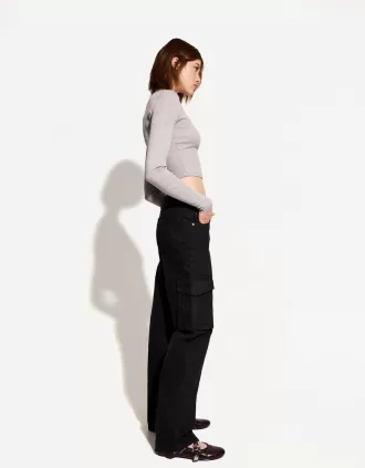 Vaqueros cargo de pierna recta Black