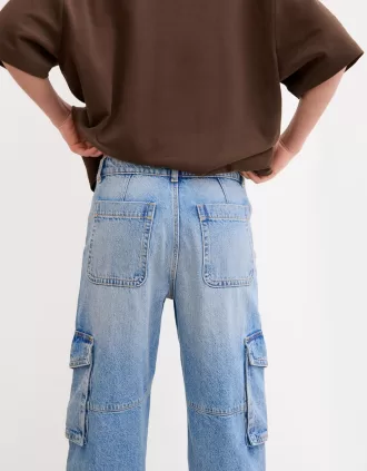 Vaqueros cargo de pierna recta Light blue