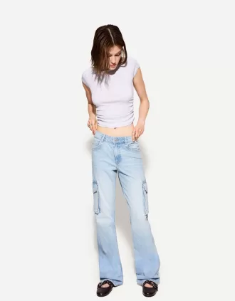 Vaqueros cargo de pierna recta Light blue
