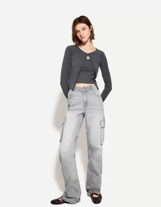 Vaqueros cargo de pierna recta Grey