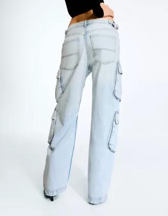 Vaqueros cargo multibolsillos Light blue
