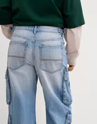 Vaqueros cargo multibolsillos Light blue