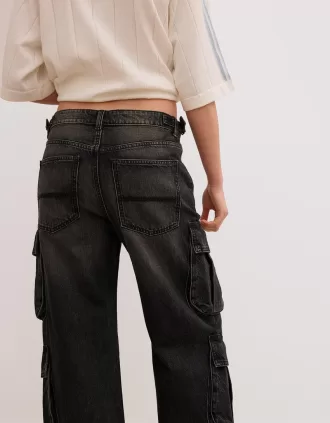 Vaqueros cargo multibolsillos Black