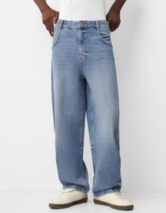 Vaqueros holgados con detalles de costuras Light blue