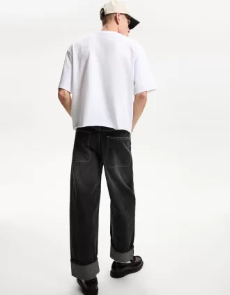 Vaqueros holgados con dobladillo vuelto Dark grey