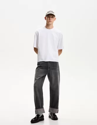 Vaqueros holgados con dobladillo vuelto Dark grey