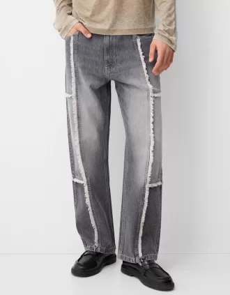 Vaqueros holgados con flecos Dark grey