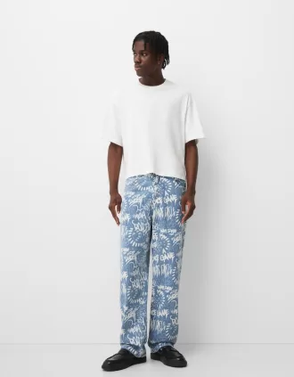 Vaqueros holgados estampados Light blue