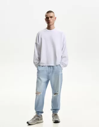 Vaqueros jogger rotos Light blue