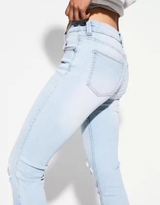 Vaqueros pitillo de talle bajo Light blue