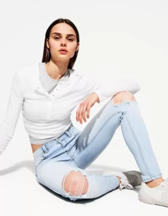 Vaqueros pitillo de talle bajo Light blue