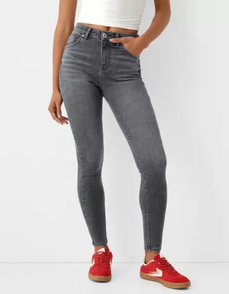 Vaqueros pitillo de talle muy alto Dark grey
