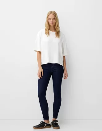 Vaqueros pitillo de talle muy alto Navy