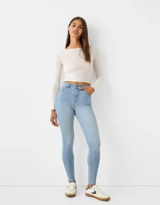 Vaqueros pitillo de talle muy alto Light blue