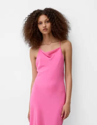 Vestido asimétrico con volante Pink
