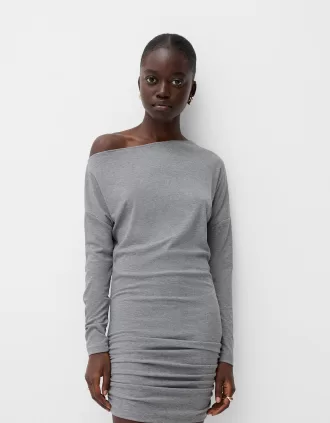 Vestido asimétrico de manga larga Grey