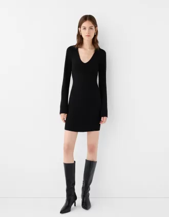 Vestido corto con cuello tipo polo Black
