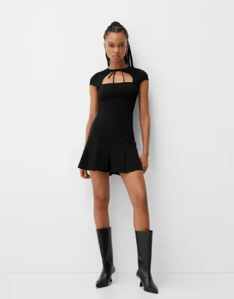 Vestido corto de manga corta Black