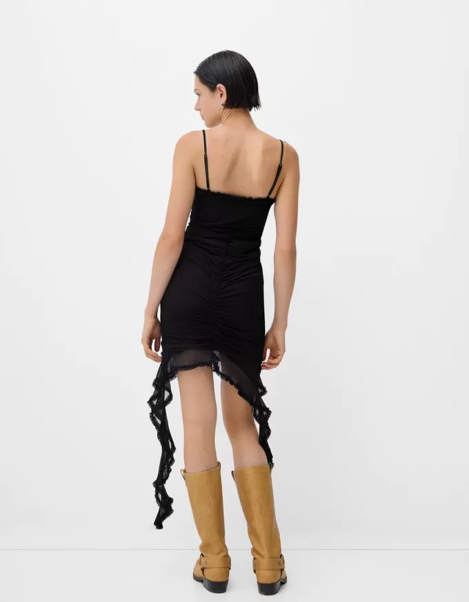 Vestido de tirantes de tul con volantes Black