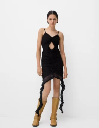 Vestido de tirantes de tul con volantes Black