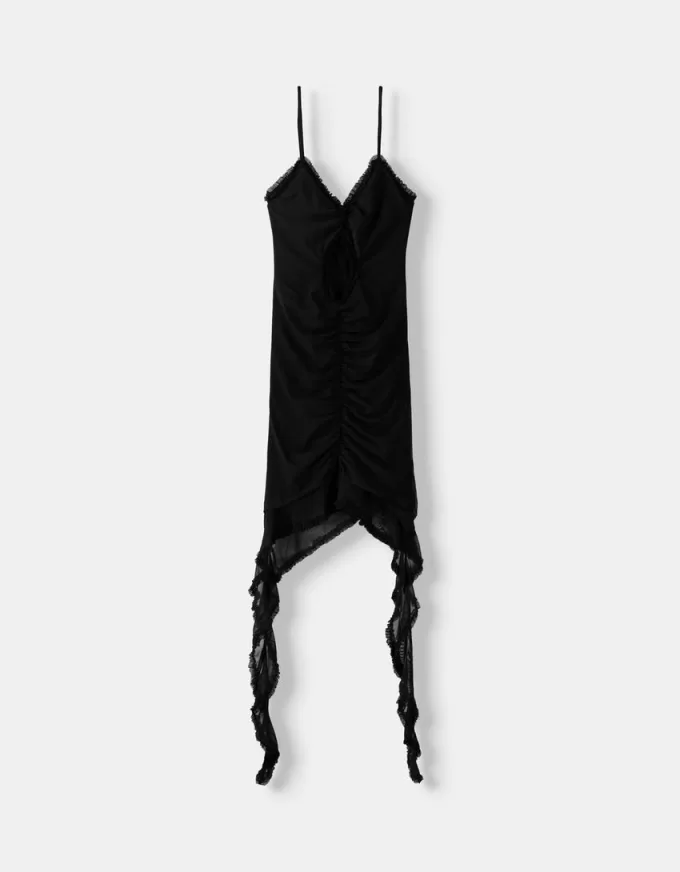 Vestido de tirantes de tul con volantes Black