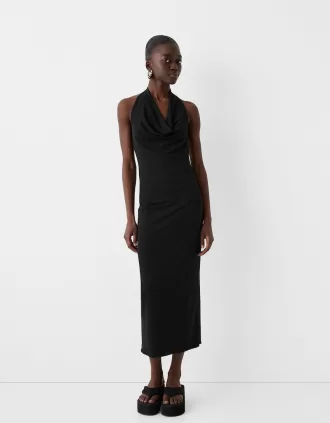 Vestido largo con cuello halter Black