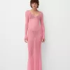 Vestido largo de encaje con espalda abierta Pink
