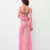 Vestido largo de encaje con espalda abierta Pink